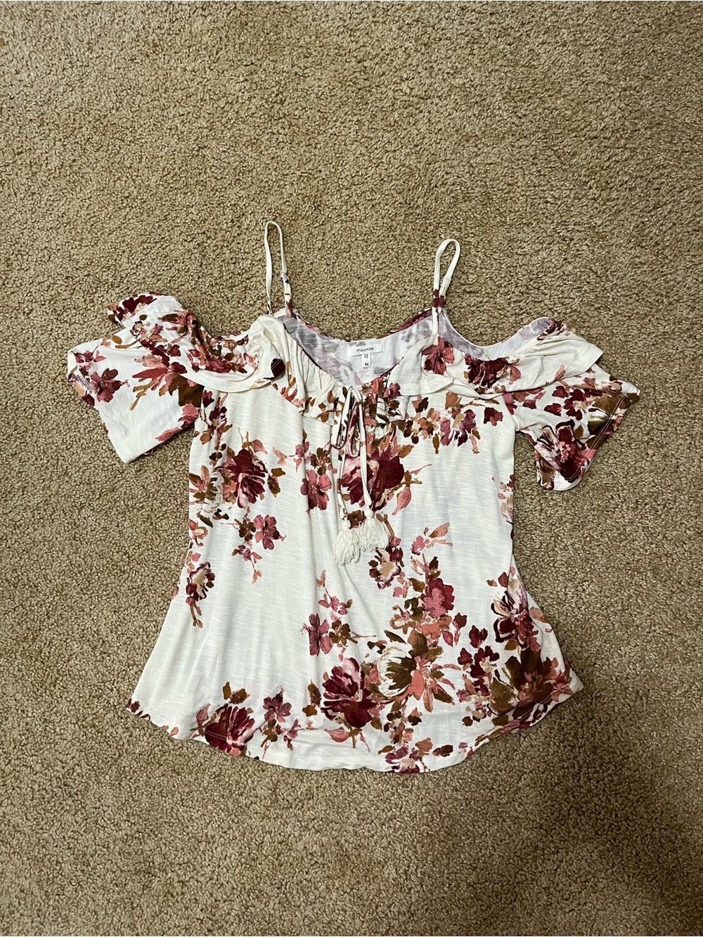 Maurices Women’s Floral Front Tie Cold Shoulder Top - Medium